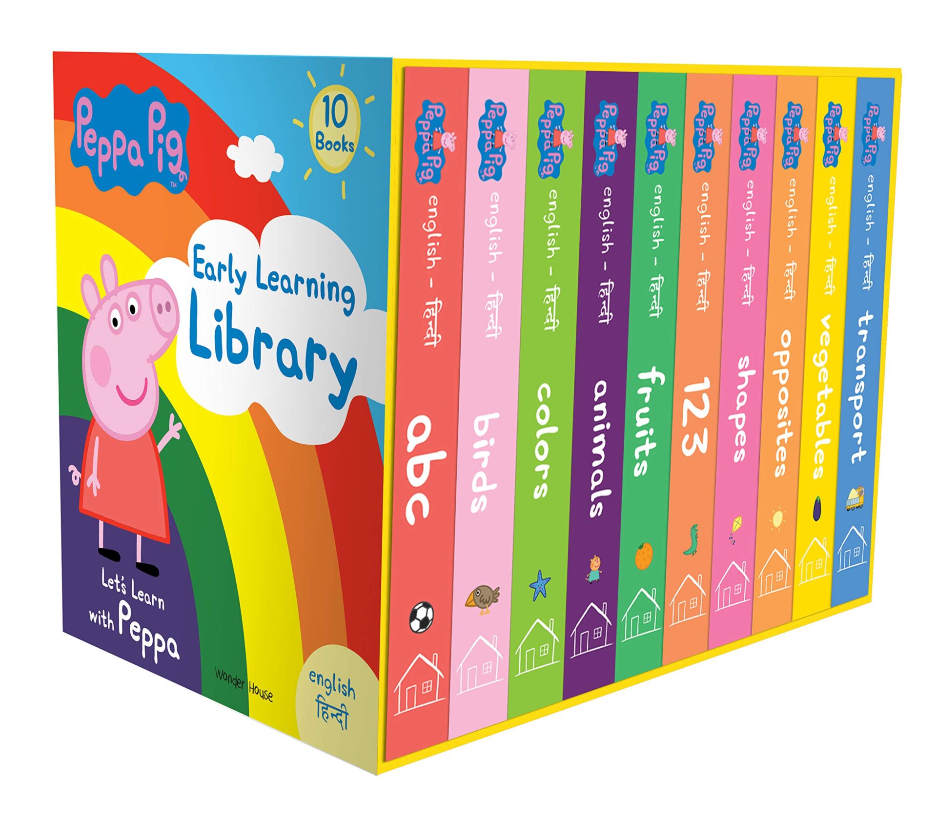 Peppa Pig Early Learning Library | English-Hindi | Boxset of 10 | Boardbook  – Book Bond